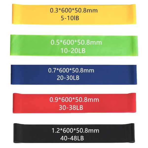 5 Piece Set of Resistance Loop Exercise Body Bands