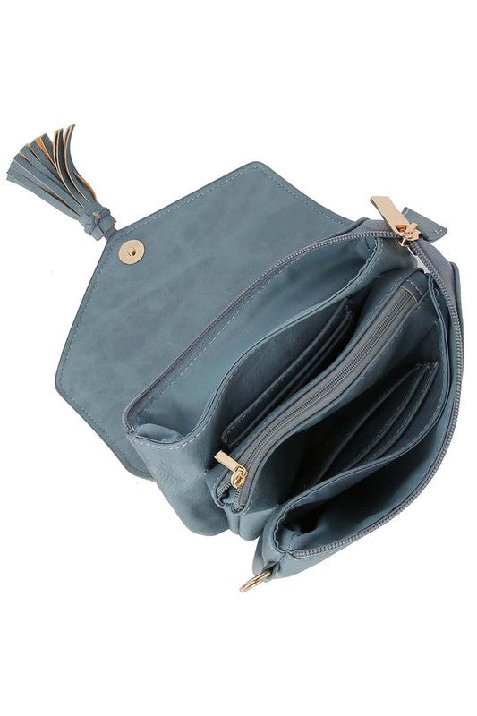 Fashion Tassel Flap Envelope Clutch Crossbody Bag