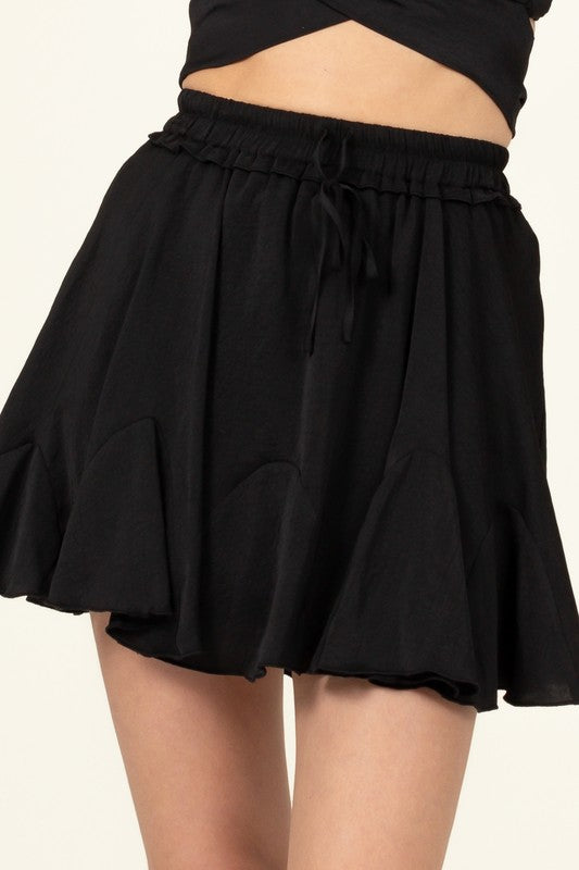 Not Your Girl Drawstring Ruffled Mini Skirt