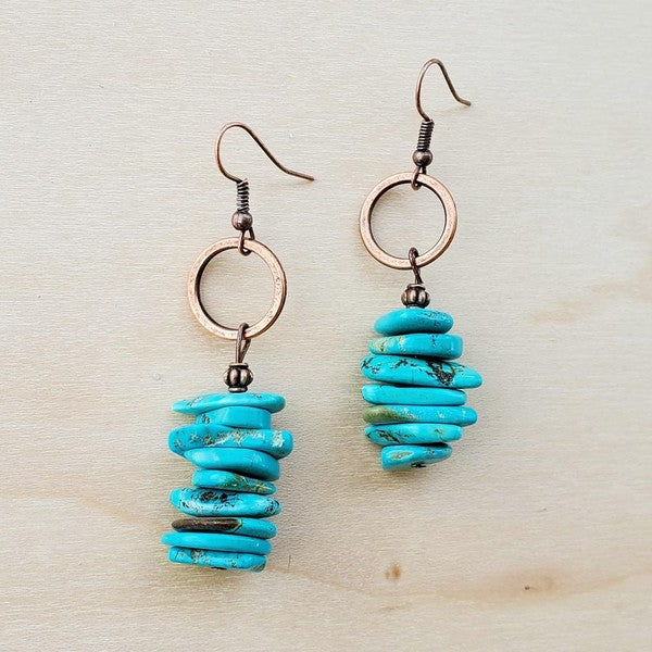 Blue Turquoise Stacked Gemstone Earrings