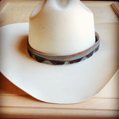 Turquoise Navajo Embossed Leather Hat Band