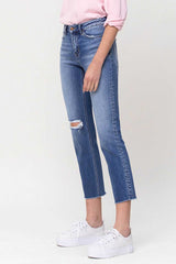 Mid-Rise Straight Crop Jeans