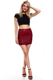 Casual Mid Rise Faux Leather Mini Skirt