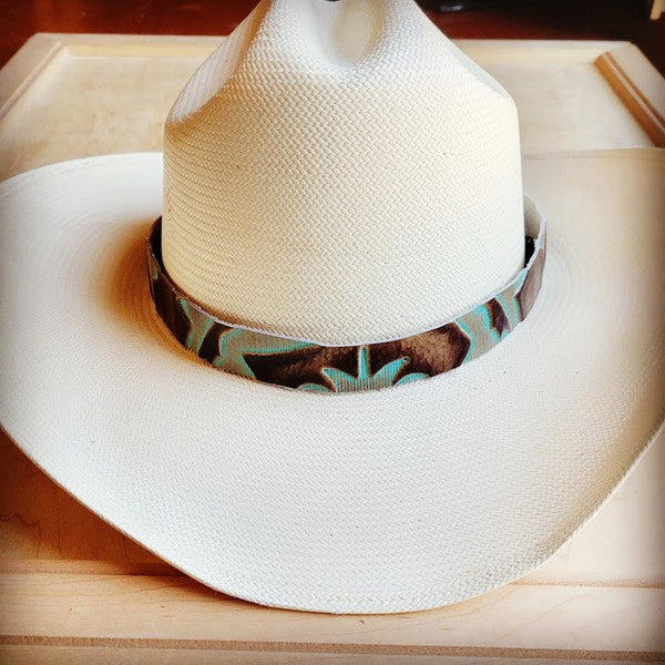 Turquoise Laredo Embossed Leather Hat Band