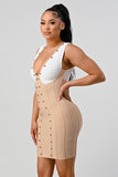 Stunning beads contrast color sexy bandage dress