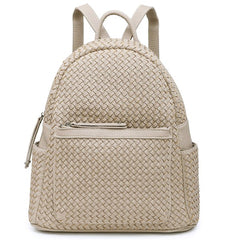 Woven backpack purse for women beige big