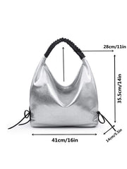 Women hobo bag metallic silver