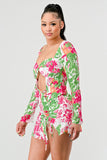 Athina spring floral print cut out mini dress