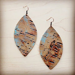 Leather Oval Earring-Driftwood Tarnished Copper