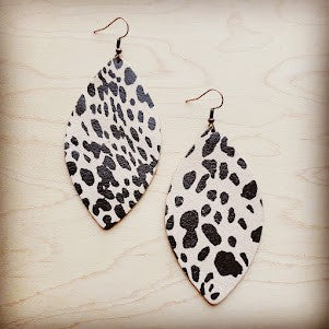 Leather Oval Earring-Cheetah Suede