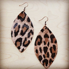 Leather Oval Earring-Leopard Suede