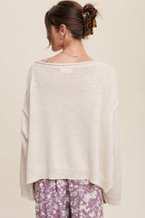 Light Weight Wide Neck Crop Pullover Knit Sweater
