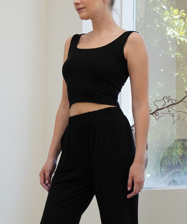 BAMBOO DOUBLE LAYER CROP TANK