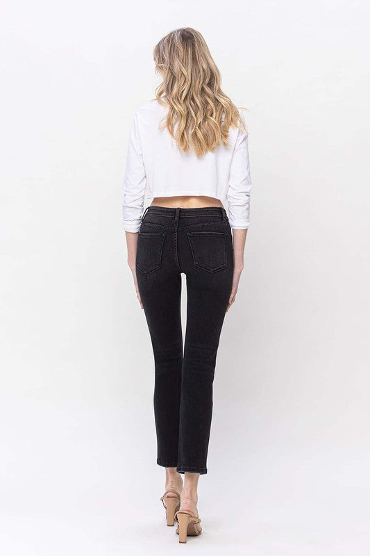 Mid Rise Ankle Slim Straight Jeans