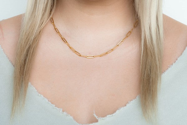 Luxe Gold Paperclip Chain Necklace - 18in