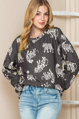 tiger animal print dolman sweatshirt pullover