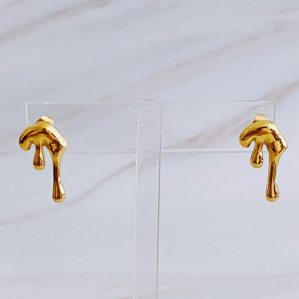 Draping Gold Molten Stud Earrings