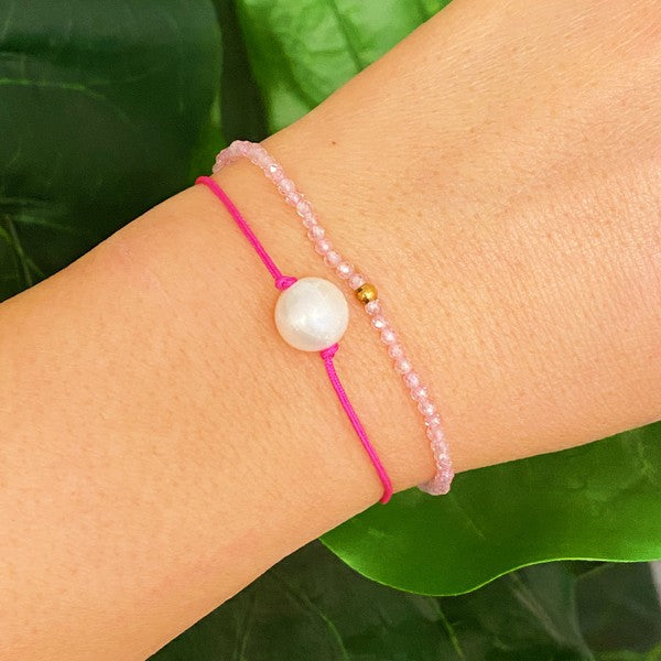 Genuine Pearl Color Dream Bracelet Set Of 2