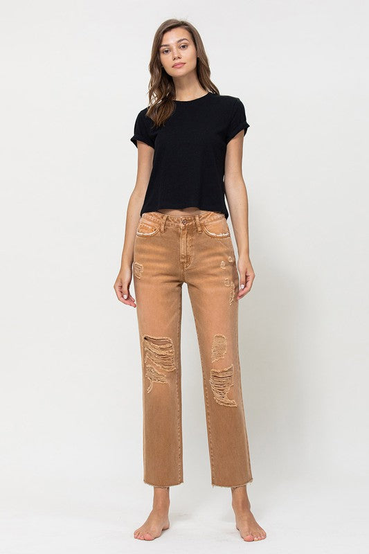 High-RIse Straight Crop Jeans