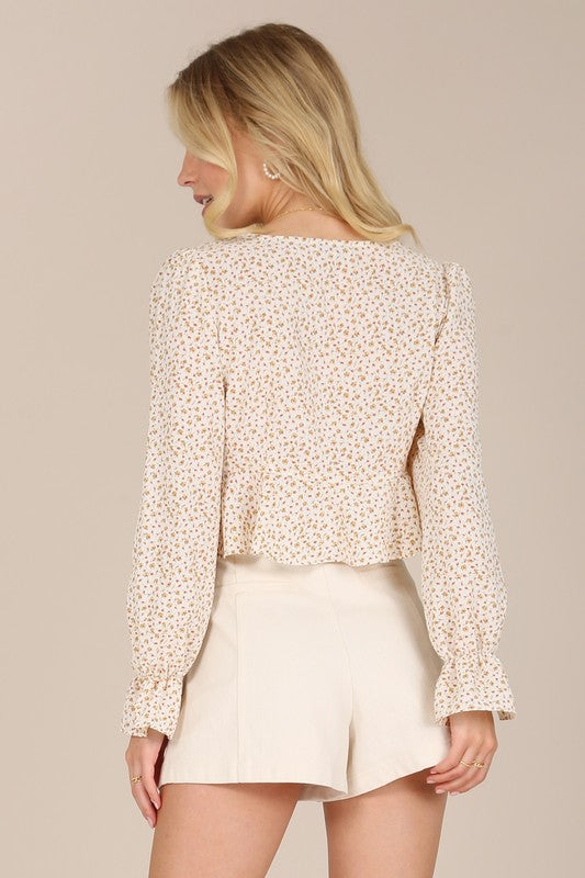 LS floral frill blouse