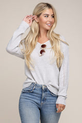 Solid Pointelle Knit Top