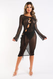 Tie Detailed Mesh Coverup Dress
