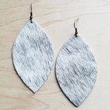 Leather Oval Earrings in White and Gray Hair