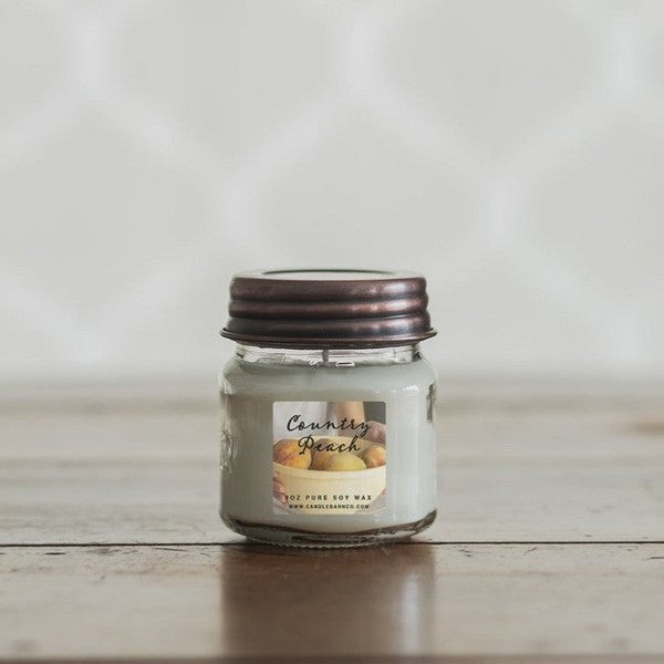 Country Peach 8oz Mason Pure Soy Candle