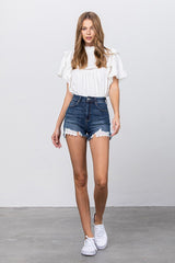 HIGH WAIST WITH LACE LINING TRIM SHORTS