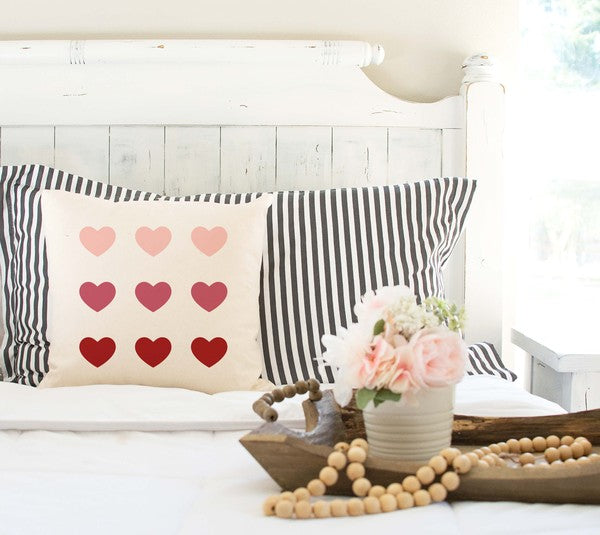 9 Hearts 18x18 Spring Pillow Cover