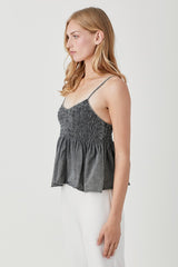 SMOCKED FLARE BOTTOM KNIT CAMI TOP
