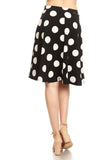 Polka dot printed high waisted knee length skirt