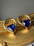 Heart shaped blue color crystal earrings
