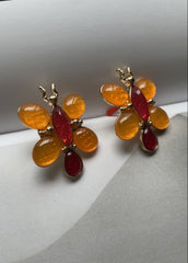 Vintage style orange glass jelly animal earring