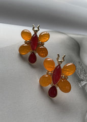 Vintage style orange glass jelly animal earring