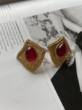 Retro style red glass jelly stud earring