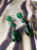 Vintage style green glass jelly retro earring