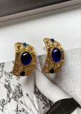 Vintage style blue color glass jelly earring