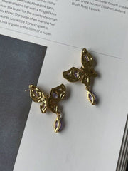 Vintage style purple butterfly crystal earring