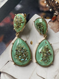 Vintage style green drop stud earring