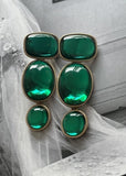 Vintage style green glass drop stud earring