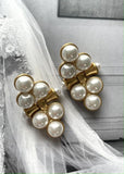 Vintage style pearl golden stud earring