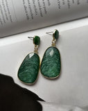 Vintage style green color dangle stud earring