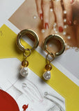 Gold plated round drop stud earring