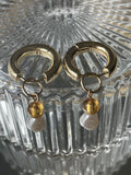 Gold plated round drop stud earring