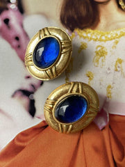 Blue glass jelly vintage style earring