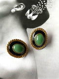 Vintage style green black retro earring