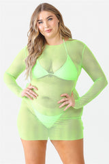 2 Piece Swimsuit & Mesh Cover Up Set