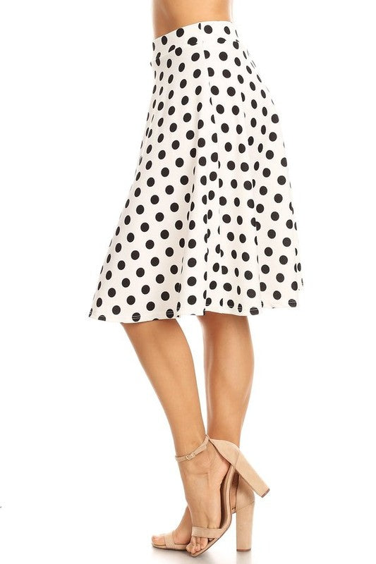 Polka dot print, knee length skirt