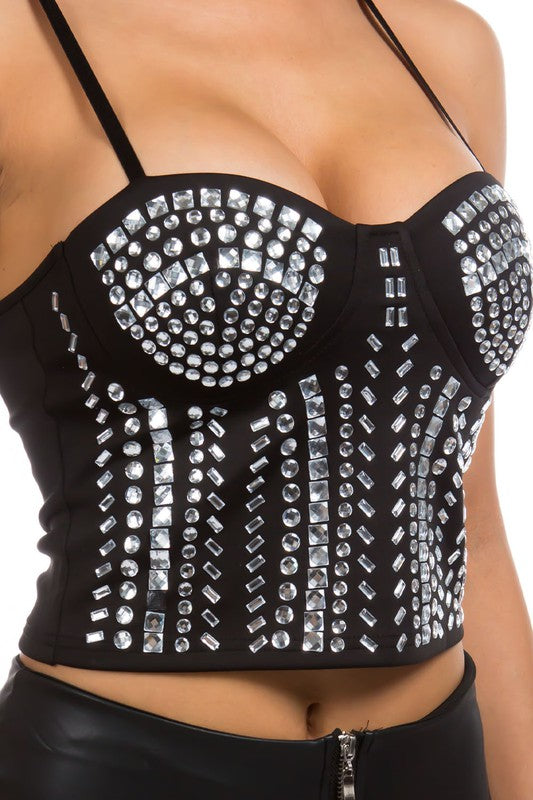 PARTY DRESS TOP WITH RHINESTONES